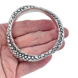 Vintage Airess Sterling Silver 925 Crosshatch Bangle 8.5"